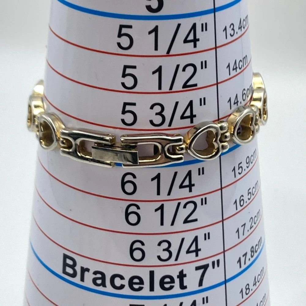 Vintage Women's Watch Heart Links Silver Gold Tone 21mm New Battery SMALL 6